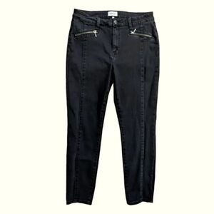 Pistola Women's Rustic Black Zip Pocket Pleated High Rise Skinny Jeans Size 31